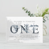 ドラッ威厳のあるグ神話ボーイズ1歳の誕生日 招待状 (スタンド正面)