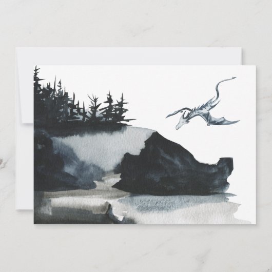 ドラッ威厳のあるグ神話ボーイズ1歳の誕生日 招待状 (裏面)