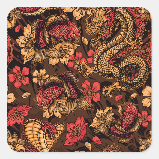 ドラッ日本のグコイパターン。 スクエアシール (正面)