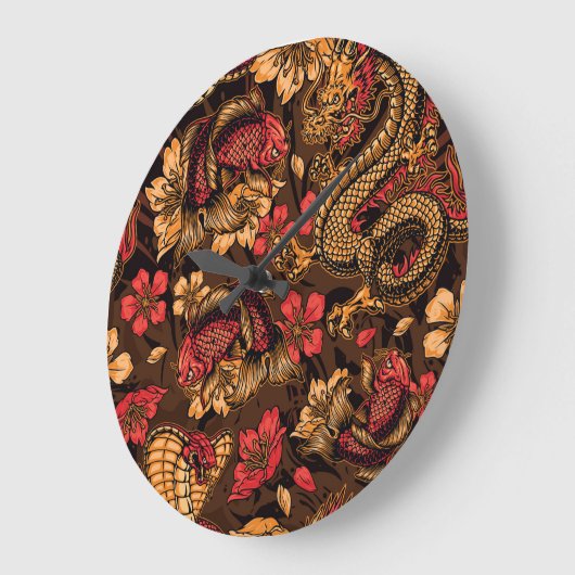 ドラッ日本のグコイパターン。 ラージ壁時計 (傾斜)