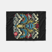 ドラッ日本のグ顔雲ヴィンテージアニメ男女 フリースブランケット (正面(横))