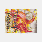 ドラッ飛んでいるグと火山パーソナライズされた フリースブランケット (正面(横))