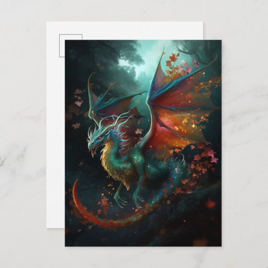 ドラッ飛んでいるグカラフルファンタジー絵葉書 ポストカード (正面/裏面)