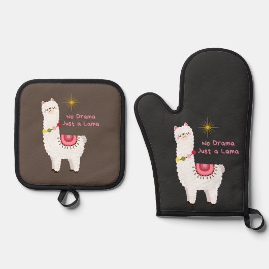 ドラマじゃない、ラマだ 鍋つかみ&鍋敷きセット (正面)