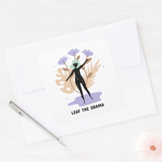 ドラマの葉を描く スクエアシール (封筒)