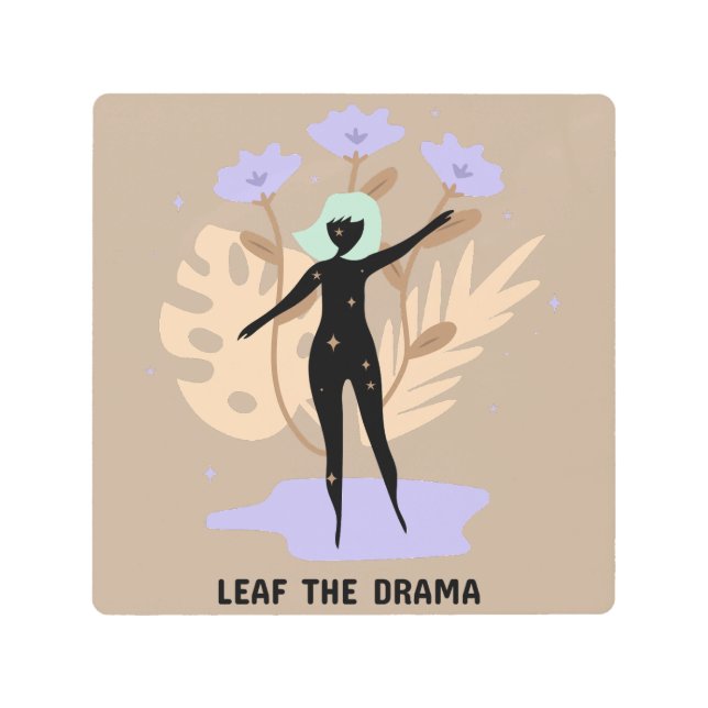 ドラマの葉を描く メタルプリント (正面)