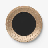 ドラマはっきりしたルエレガントシック金ゴールドグリッターブラック ペーパープレート (正面)