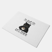 ドラマやヘッドアックの香りがする黒猫コーヒー ドアマット (アングル)