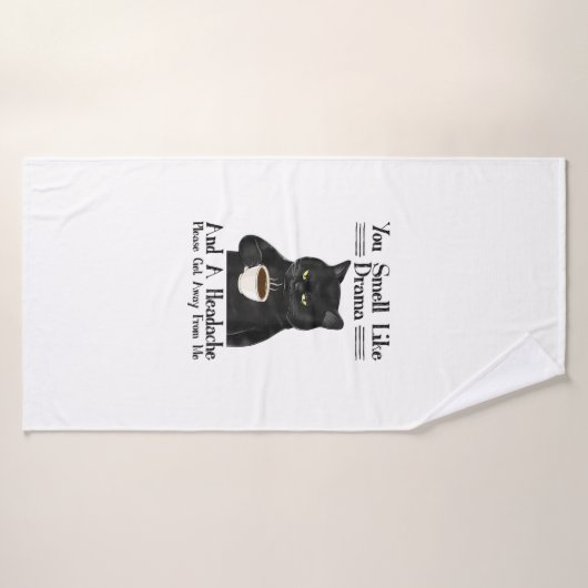 ドラマやヘッドアックの香りがする黒猫コーヒー バスタオル (バスタオル)