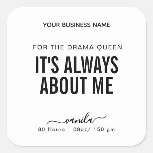 ドラマクイーンおもしろいキャンドルラベル スクエアシール (正面)