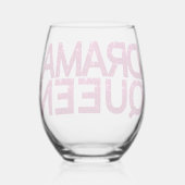 ドラマクイーンホットピンクグリッター ステムなしワイングラス (裏面)