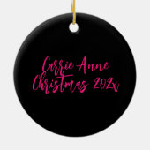 ドラマクイーンホットピンクグリッター パーソナライズされた セラミックオーナメント (裏面)