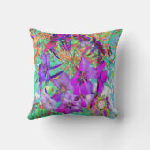 ドラマチサイケデリックカルなマゼンタと紫の花 クッション (裏面)