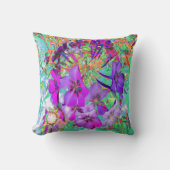 ドラマチサイケデリックカルなマゼンタと紫の花 クッション (正面)