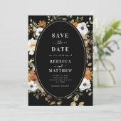 ドラマチックでダークなロマンティック ムーディーフラワーフォトブラック 招待状 (スタンド正面)