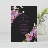 ドラマチックとパープルのフローラ結婚の 招待状 (スタンド正面)