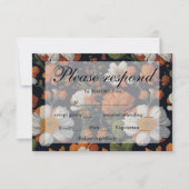 ドラマチックなオレンジエレガント色の白いレトロな花 出欠カード (正面)