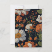 ドラマチックなオレンジエレガント色の白いレトロな花 出欠カード (裏面)