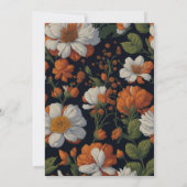 ドラマチックなオレンジエレガント色の白いレトロな花 招待状 (裏面)