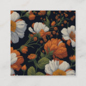 ドラマチックなオレンジエレガント色の白花模様QRコード エンクロージャーカード (裏面)