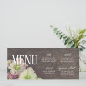 ドラマチックなガーデンヘレボア木材と白のメニューカード メニュー (スタンド正面)