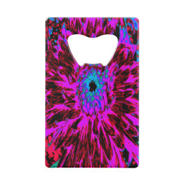 ドラマチックなクリムゾンレッド、パープルとブラックダリア クレジットカード栓抜き