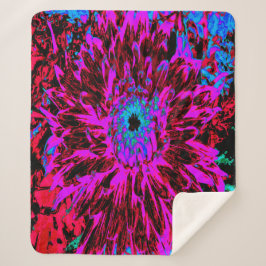 ドラマチックなクリムゾンレッド、パープルとブラックダリア シェルパブランケット