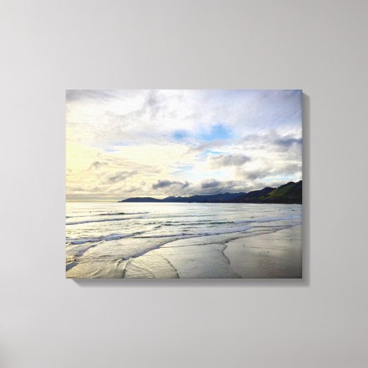 ドラマチックなサンセットフォトピスモビーチカリフォルニアはっきりした キャンバスプリント (正面)
