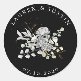 ドラマチックなシルバーゴールドの花モノグラム ステッカー