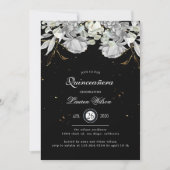 ドラマチックなシルバー金ゴールドフローラキンセアニェラ 招待状 (正面)