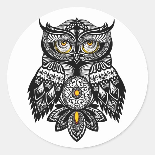 ドラマチックなスピリットフクロウの封筒用シールラベル ラウンドシール (正面)