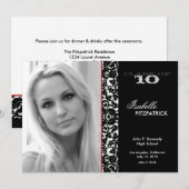 ドラマチックなダマスク柄の卒業発表カード2 招待状 (正面/裏面)