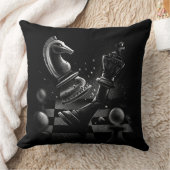 ドラマチックなチェスのモノクロ クッション (ブランケット)