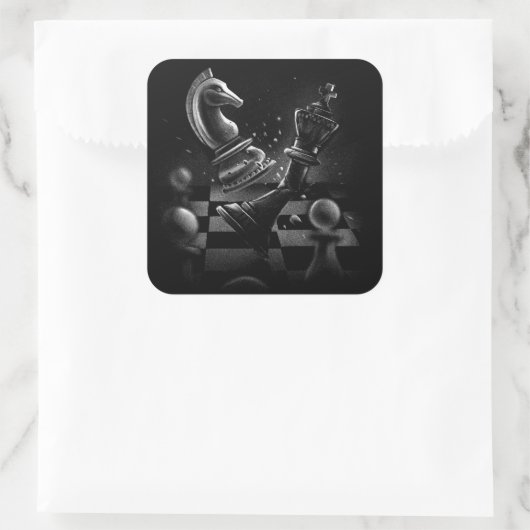 ドラマチックなチェスのモノクロ スクエアシール (バッグ)