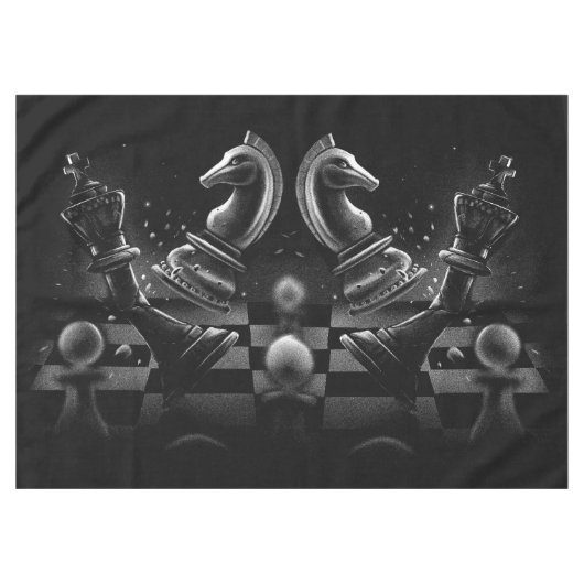 ドラマチックなチェスのモノクロ テーブルクロス (正面(横))