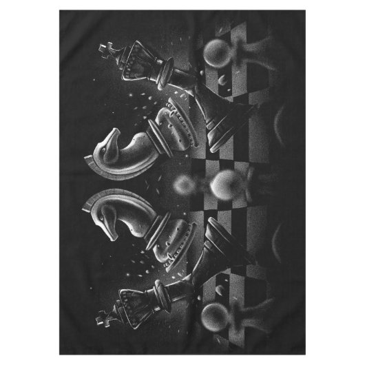 ドラマチックなチェスのモノクロ テーブルクロス (正面)