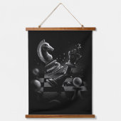 ドラマチックなチェスのモノクロ 吊り下げ型タペストリー (正面)