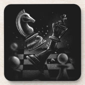 ドラマチックなチェスの戦い – 騎士と馬 コースター (正面)