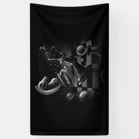 ドラマチックなチェスの戦い – 騎士と馬 横断幕 (縦)