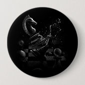 ドラマチックなチェスの戦い – 騎士と馬 缶バッジ (正面)