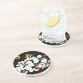 ドラマチックなハチのテンサイと黒の白い花 コースター (側面)