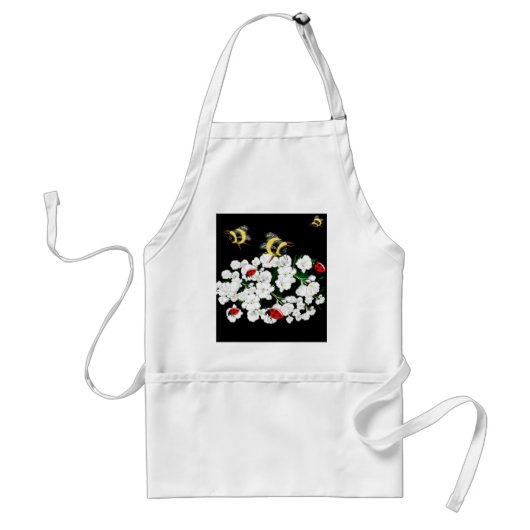 ドラマチックなハチのテンサイと黒の白い花 スタンダードエプロン (正面)