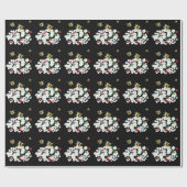 ドラマチックなハチのテンサイと黒の白い花 ラッピングペーパー (フラット)