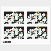 ドラマチックなハチのテンサイと黒の白い花 長方形シール (シート)