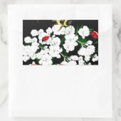 ドラマチックなハチのテンサイと黒の白い花 長方形シール (バッグ)