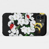 ドラマチックなハチのテンサイと黒の白い花 Case-Mate iPhoneケース (裏面(横))
