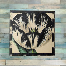 ドラマチックなブラックとクリームのヴィンテージチューリ縁どップ タイル