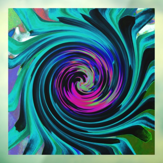 ドラマチックなブラックとターコイズ抽象芸術レトロTwirl ウィンドウサイン (シート3)