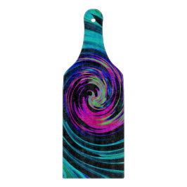 ドラマチックなブラックとターコイズ抽象芸術レトロTwirl カッティングボード