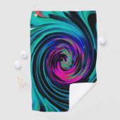 ドラマチックなブラックとターコイズ抽象芸術レトロTwirl ゴルフタオル (インサイチュ)